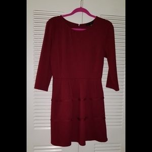 Red mini dress with three quarter sleeves